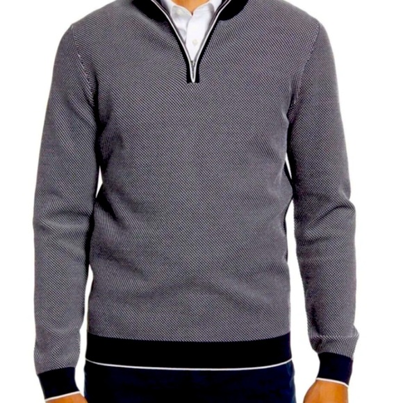 NWOT Reiss Heath Slim Fit Waffle Stitch Quarter Zip Sweater // Medium - Picture 2 of 5